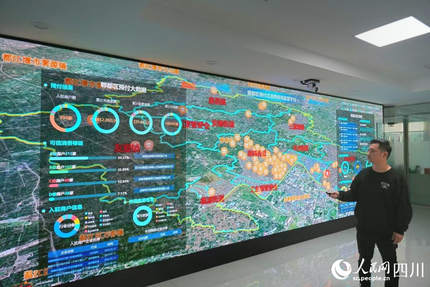 成都市郫都區預付式消費信用監管平臺數據中心。人民網記者 李平攝