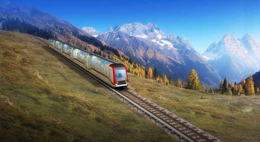 都江堰至四姑娘山山地軌道交通列車示意圖。蜀道集團(tuán)供圖