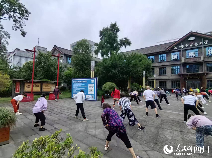 練習(xí)八段錦的人們。人民網(wǎng)記者 劉海天攝