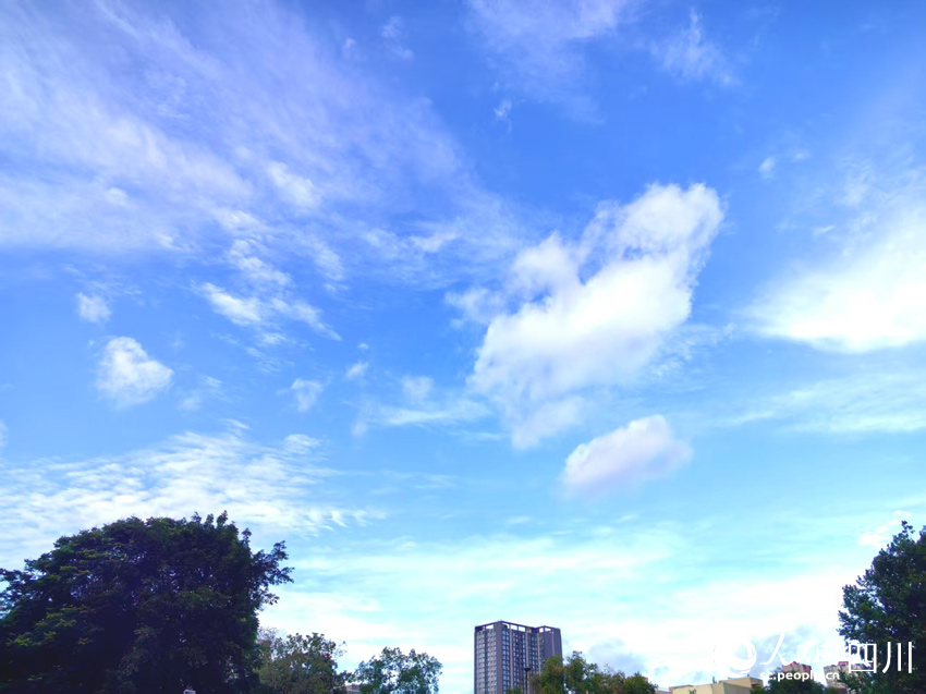 成都的藍(lán)天白云。人民網(wǎng)記者 劉海天攝