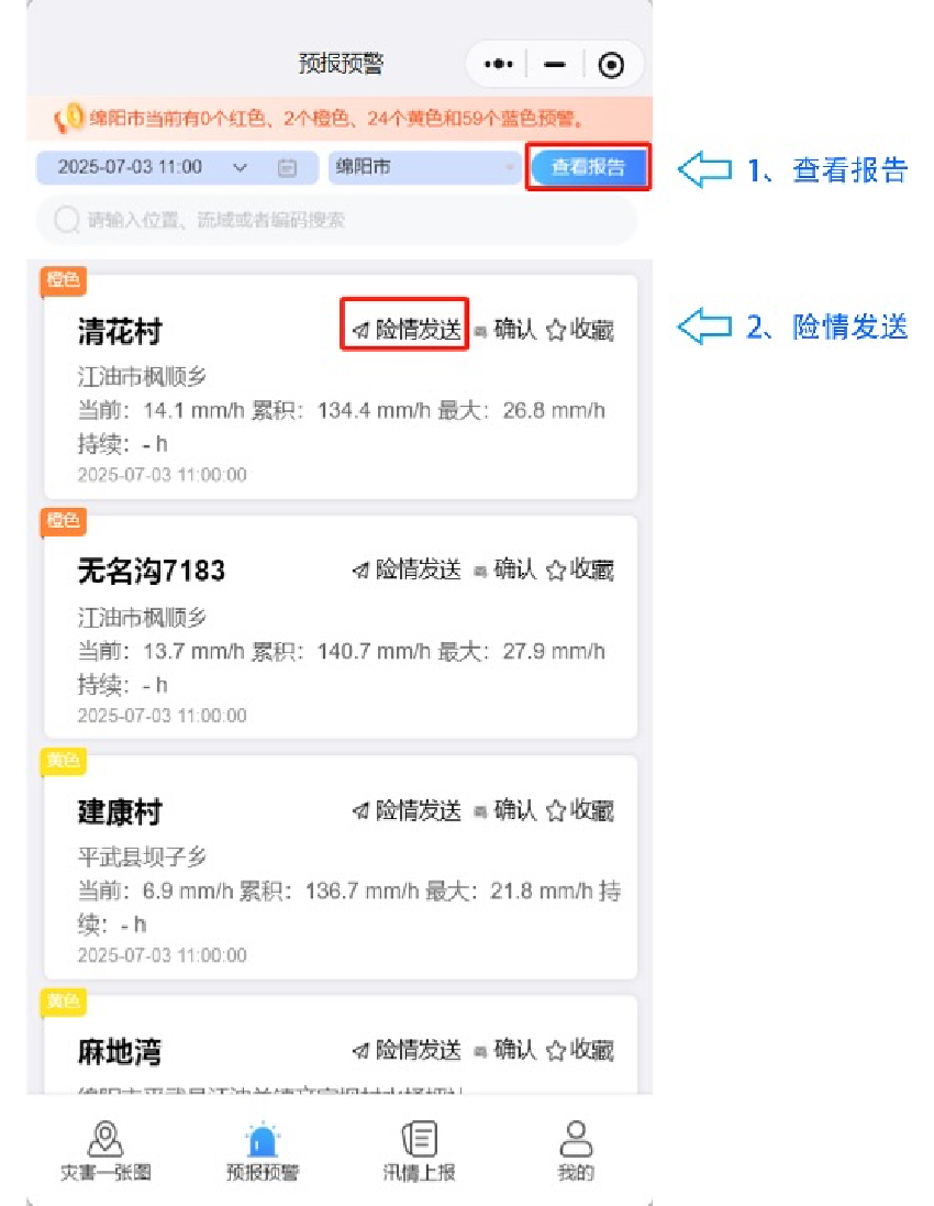 小程序“預報預警”。圖片來自截圖