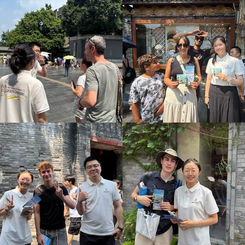 工商銀行世運會外籍來華人員志愿服務小分隊為游客提供服務。盧靜供圖